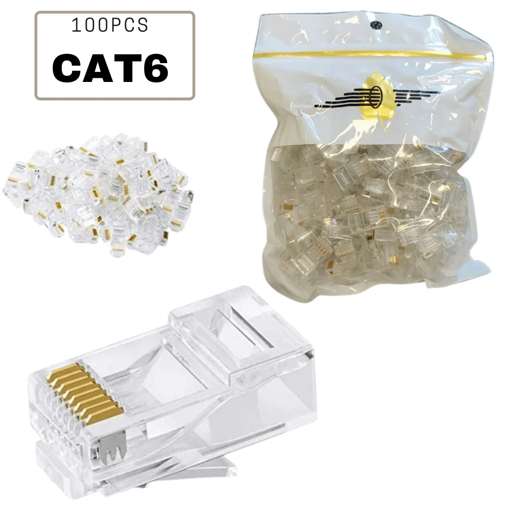 100PCS Cat6 RJ45 Connector, Ethernet Cable Crimp Connectors UTP Network Plug