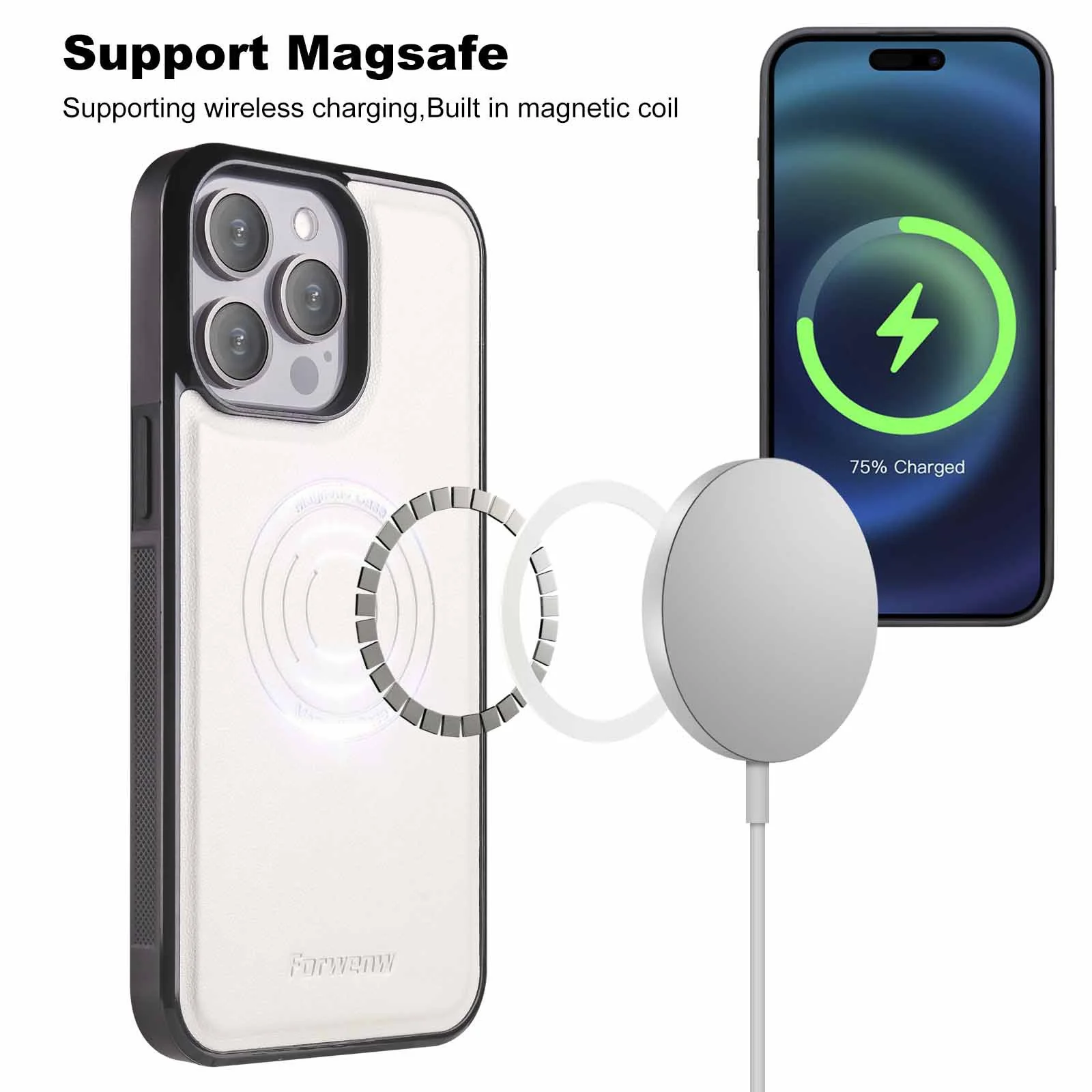 [2 in 1 Detachable][Magsafe Compatible] Apple iPhone 12/Mini/Pro/Pro Max Forwenw Leather Shockproof Card Holder Wallet Series Case - Image 3