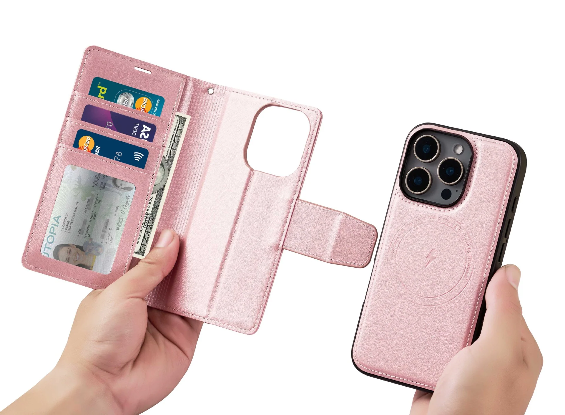 [2 in 1 Detachable][MagSafe Compatible] Apple iPhone 17/Air/Pro/Max Hanman Flip Wallet Leather Case - Image 15