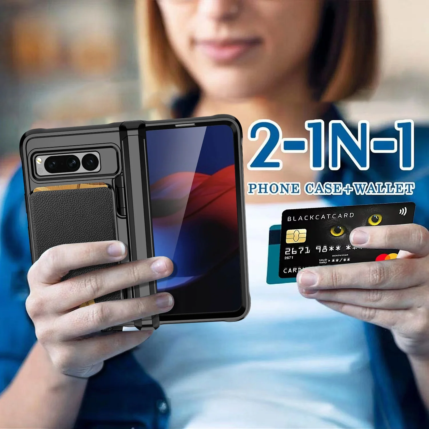 [2 in 1  Detachable][With Card Slot] Google Pixel Fold - Full Coverage Shockproof Folding Case - Image 5