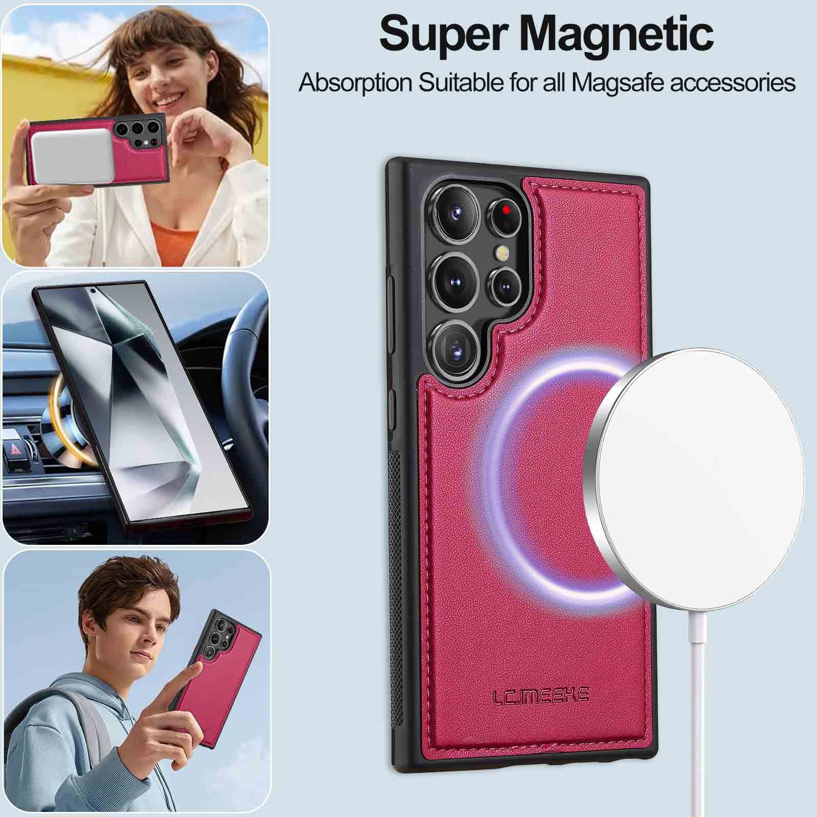 [2-in-1 Detachable][With Card Slot] Samsung Galaxy S22/Ultra/Plus - Magnetic Detachable Flip Leather Essentials Series Case With Lanyard - Image 4