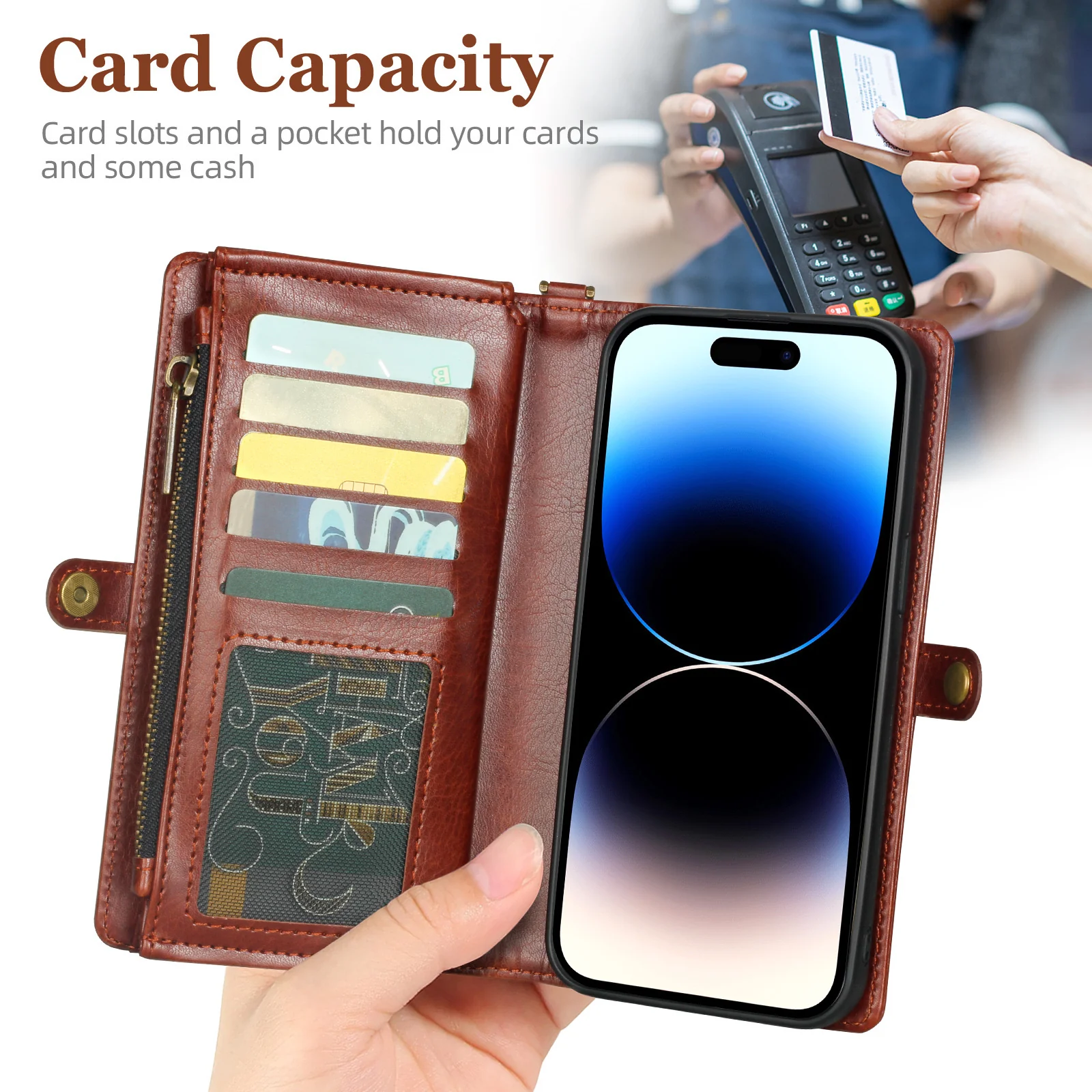 [2 in 1 Magnetic Detachable][With Card Slot] Apple iPhone 16/Plus/Pro/Max - Multi Functional Flip Leather Wallet Series Case - Image 3