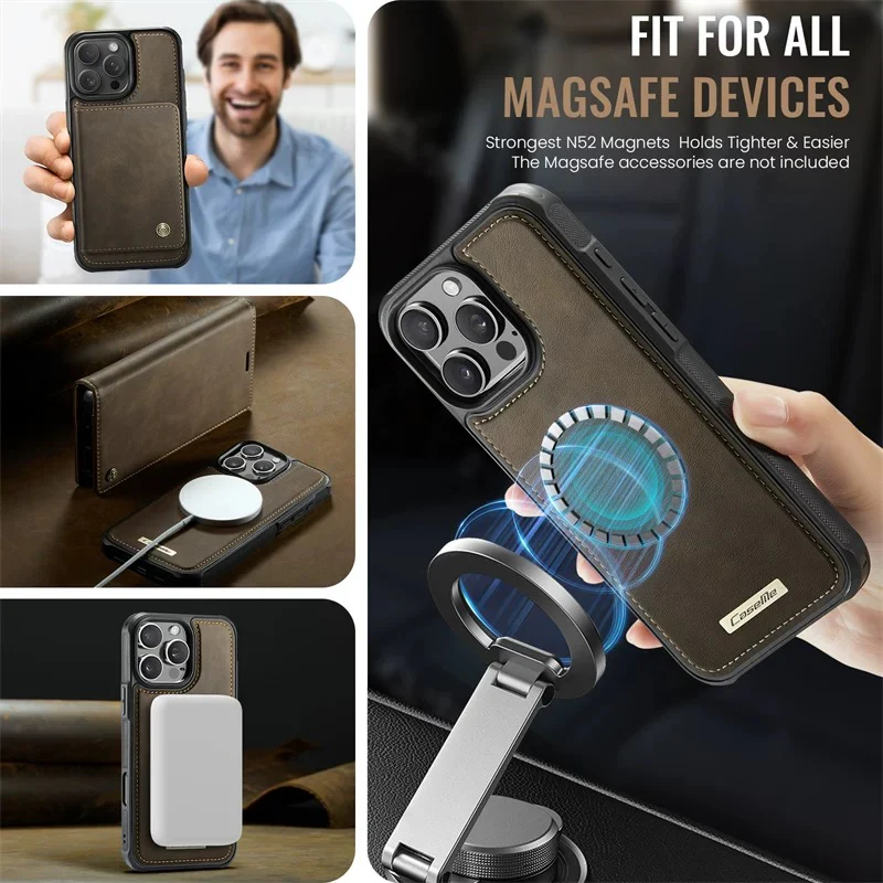 [2 in 1 Magnetic Detachable][With Card Slot] Apple iPhone 17/Air/Pro/Max - Multi Functional Flip Leather Wallet Series Case - Image 11
