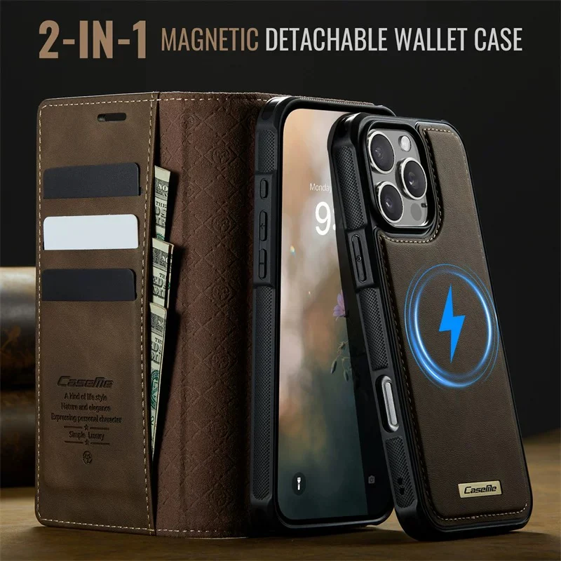 [2 in 1 Magnetic Detachable][With Card Slot] Apple iPhone 17/Air/Pro/Max - Multi Functional Flip Leather Wallet Series Case - Image 6