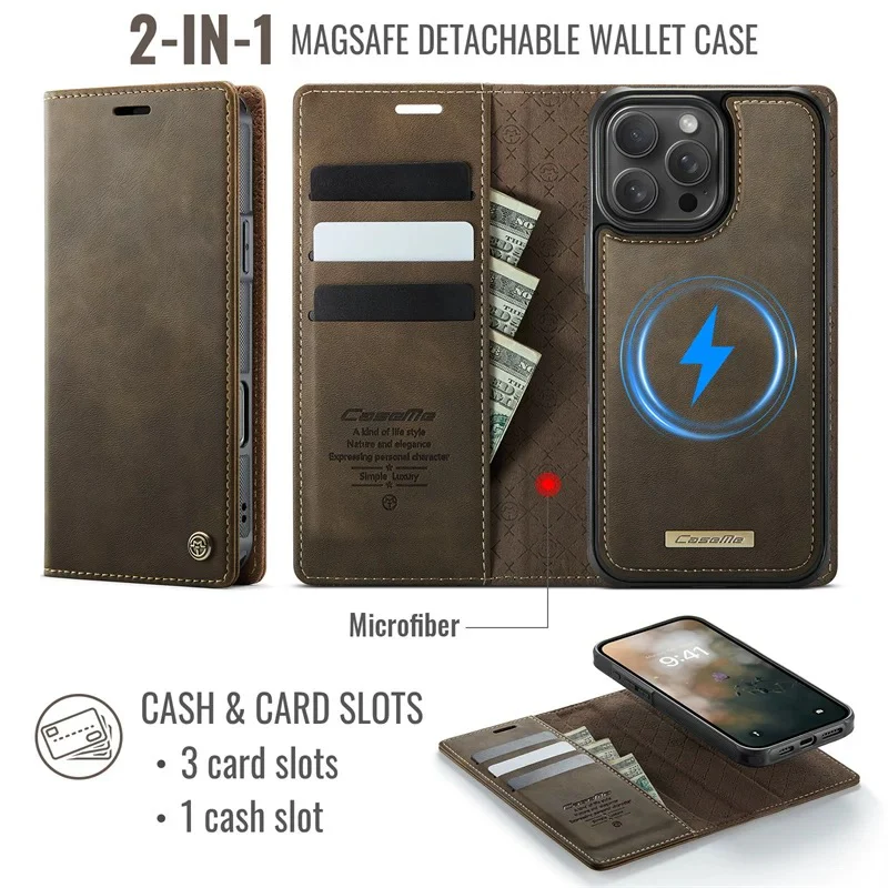 [2 in 1 Magnetic Detachable][With Card Slot] Apple iPhone 17/Air/Pro/Max - Multi Functional Flip Leather Wallet Series Case - Image 8
