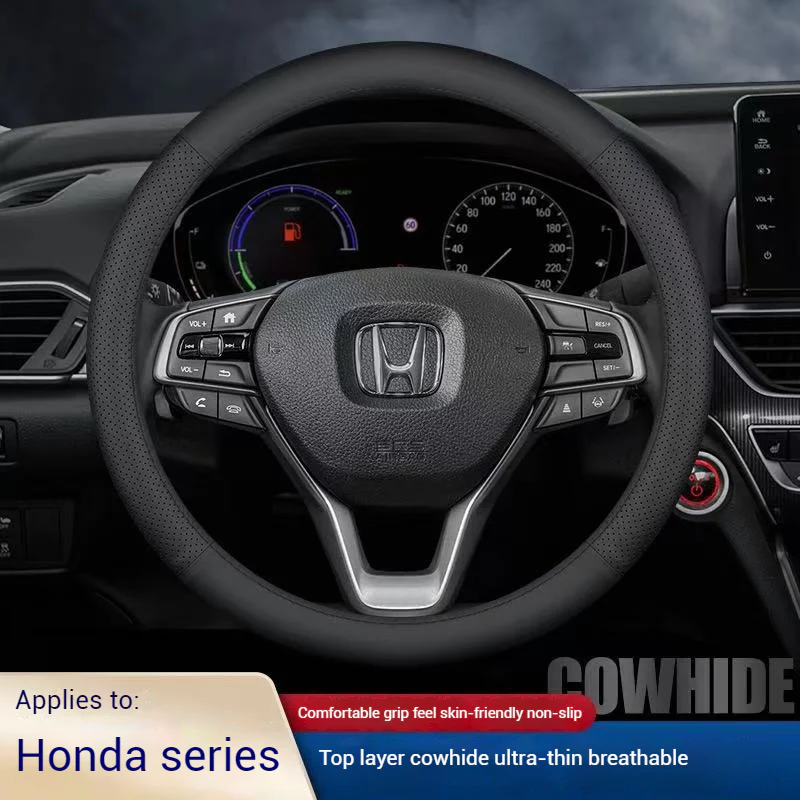[38 CM] Honda Genuine Top Layer Leather Steering Wheel Cover For Honda Accord, Civic, CR-V, Breeze, Vezel, XR-V - Image 2