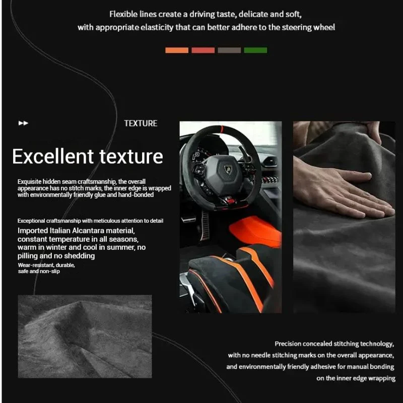 [38 CM] Maserati Suede Car Steering Wheel Covers With Logo For Levante, Ghibli - Image 6