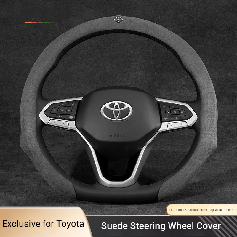 [38 CM] Toyota Suede Car Steering Wheel Covers With Logo For Corolla Cross, Levin, Camry 
RAV4, Frontlander - Image 2