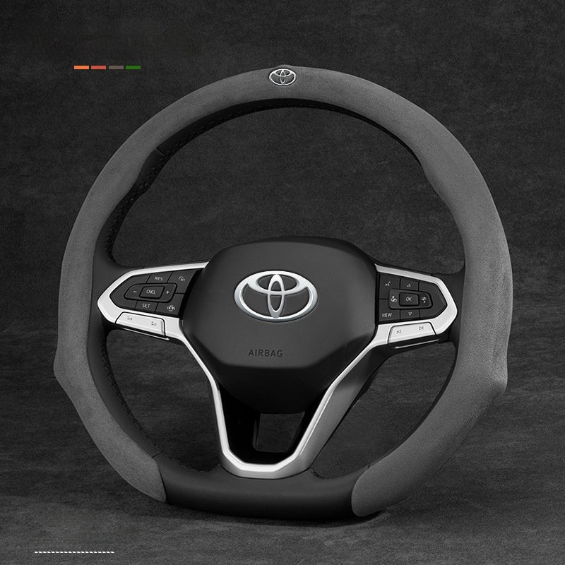 [38 CM] Toyota Suede Car Steering Wheel Covers With Logo For Corolla Cross, Levin, Camry 
RAV4, Frontlander - Image 4