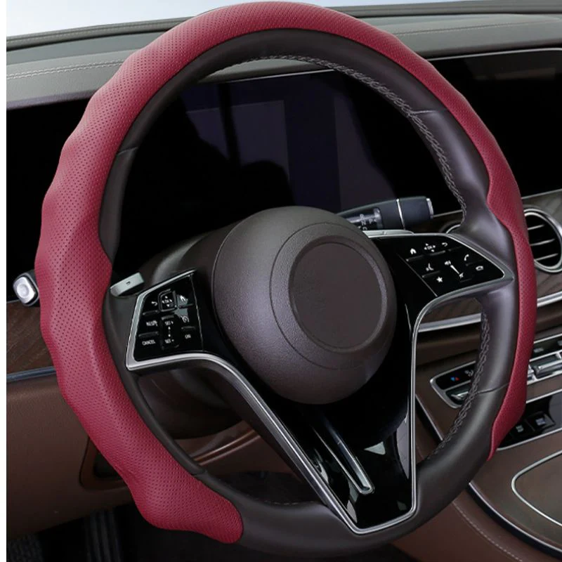 [38 CM] Universal 5D Car Steering Wheel Covers for All Seasons, Sporty Non-Slip Napa Leather with Perforated Breathable Design