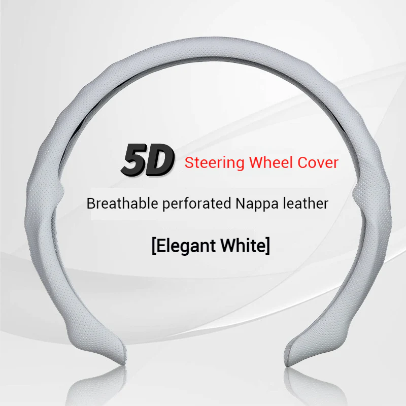 [38 CM] Universal 5D Car Steering Wheel Covers for All Seasons, Sporty Non-Slip Napa Leather with Perforated Breathable Design - Image 10