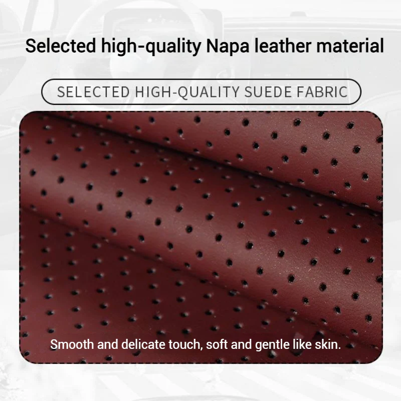 [38 CM] Universal 5D Car Steering Wheel Covers for All Seasons, Sporty Non-Slip Napa Leather with Perforated Breathable Design - Image 2