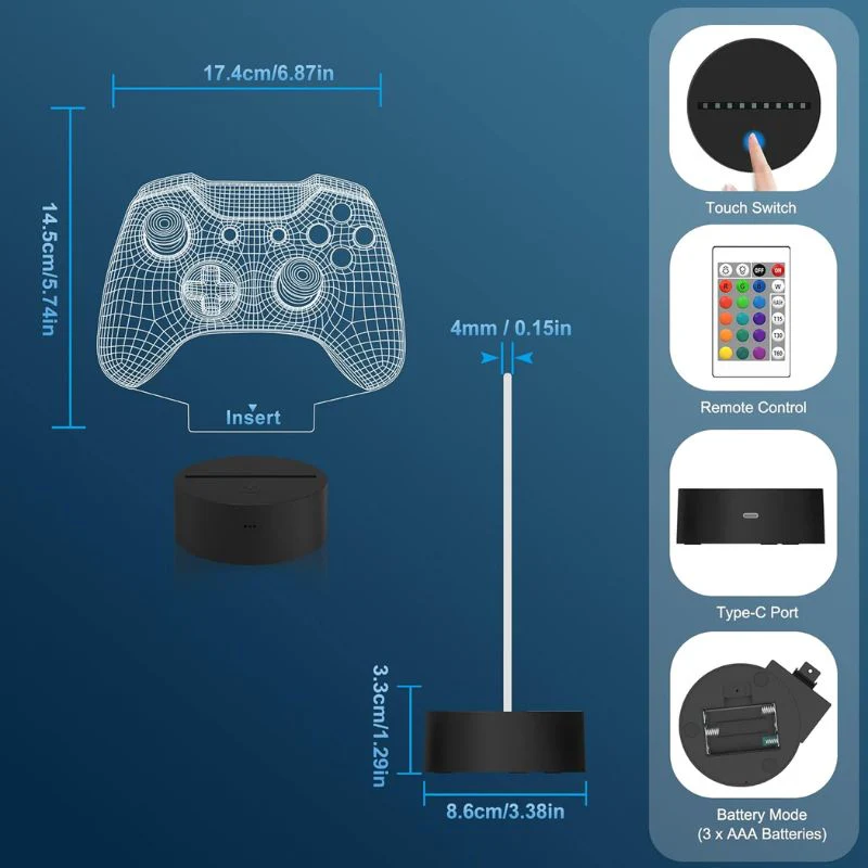 3D Gamepad Night Light Desk Lamps Kids Room Decor Best Festival Birthday Gifts for Game Fan - Image 6