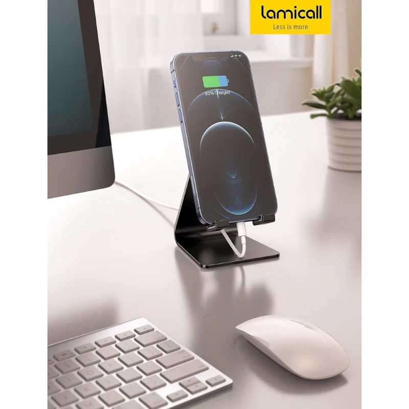 Adjustable Cell Phone Stand, Lamicall Phone Stand Cradle, Dock, Holder Compatible with iPhone Samsung Accessories Desk, Android Smartphone - Image 6