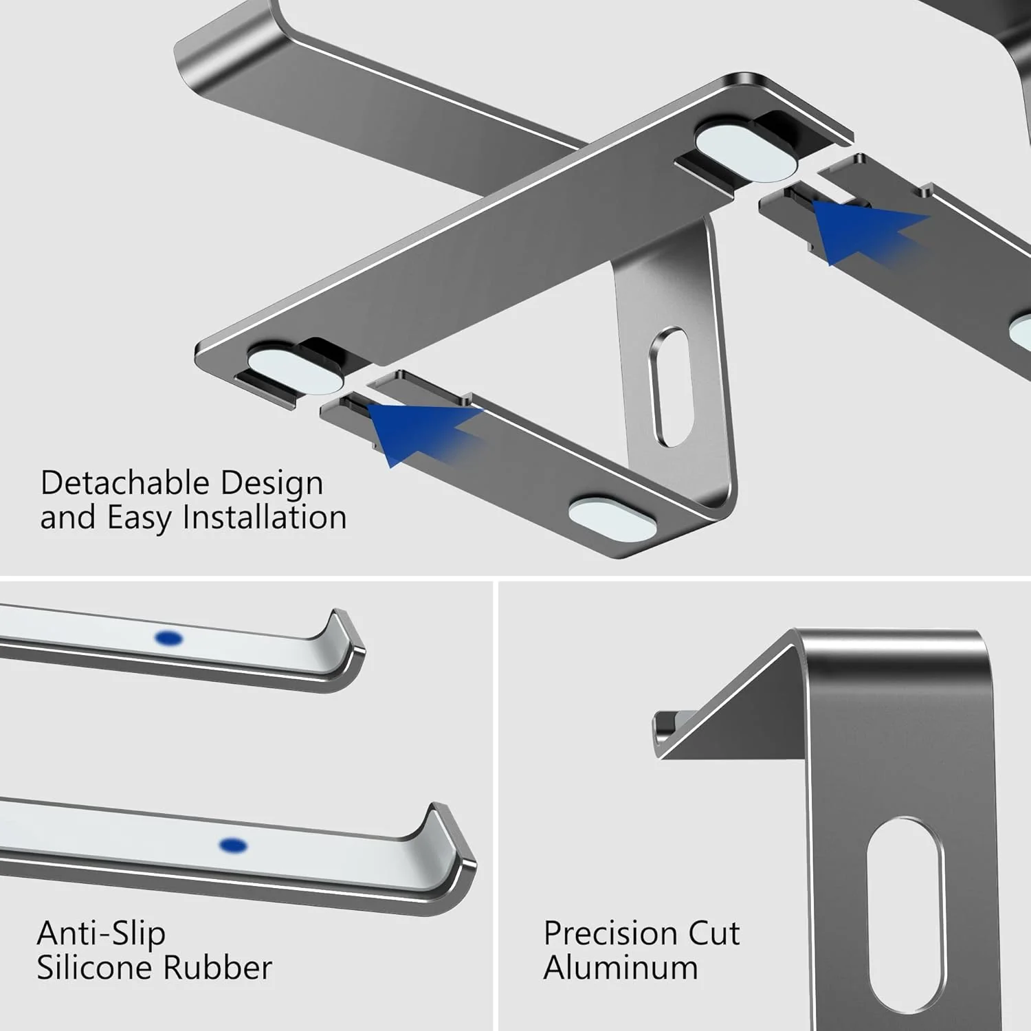 Aluminum Laptop Stand, Ergonomic Detachable Computer Stand, Riser Holder Notebook Stand Compatible with Macbook, Pro, Dell, HP, Lenovo More 10-15.6" Laptops - Image 6