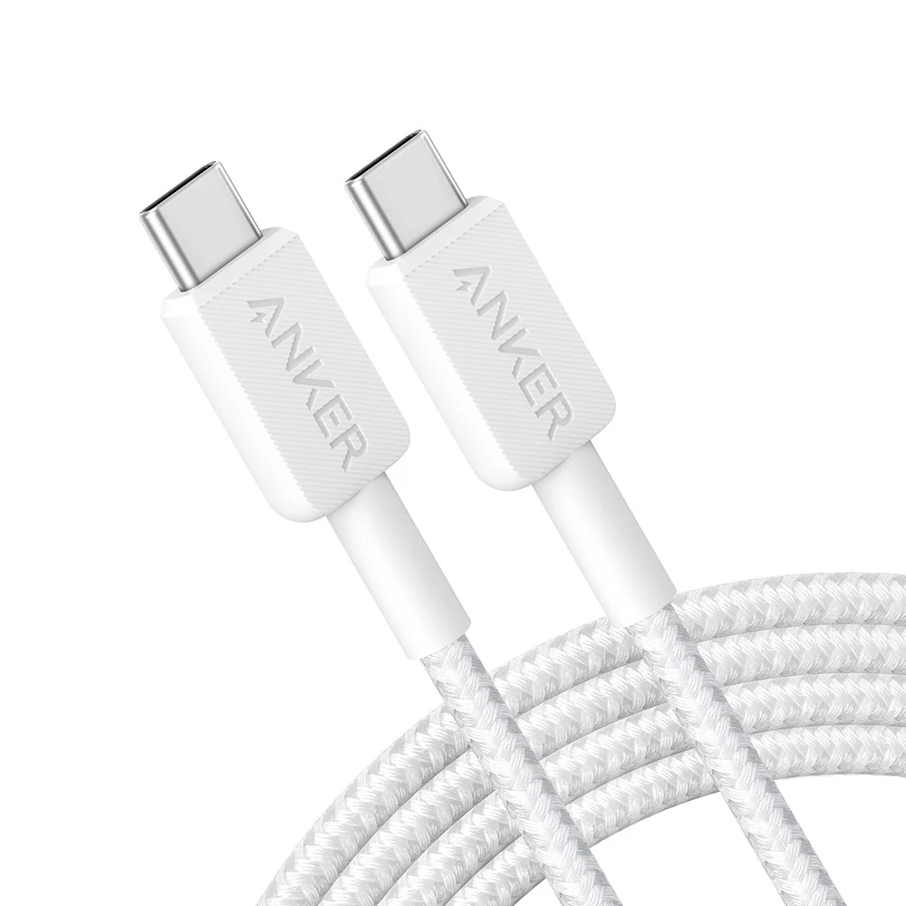 Anker 322 USB-C to USB-C Cable-White (6ft Braided) (A81F6H21) Compatible for iPhone 15 16 Series