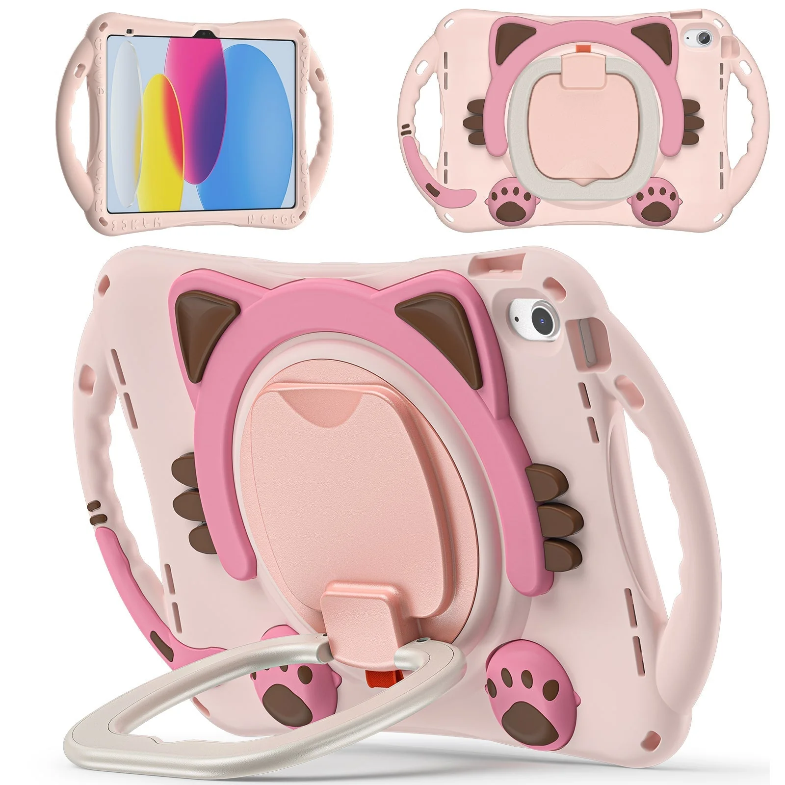Apple iPad 10.9/11'' 10/11th Gen (2022/2025) EVA Kid Friendly Cat Style Heavy Duty Case with Handle Stand Ring - Image 2