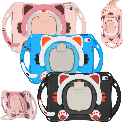 Apple iPad 10.9/11'' 10/11th Gen (2022/2025) EVA Kid Friendly Cat Style Heavy Duty Case with Handle Stand Ring - Image 3