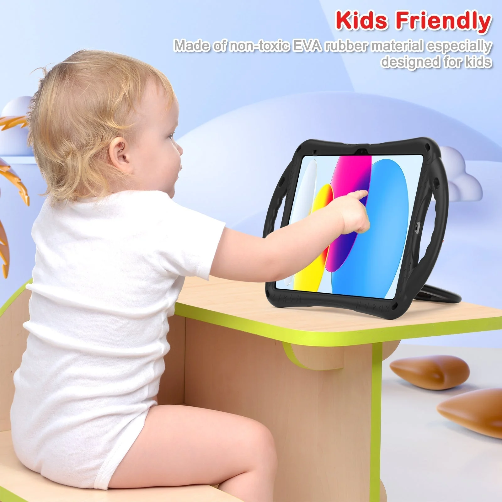 Apple iPad 10.9/11'' 10/11th Gen (2022/2025) EVA Kid Friendly Cat Style Heavy Duty Case with Handle Stand Ring - Image 6