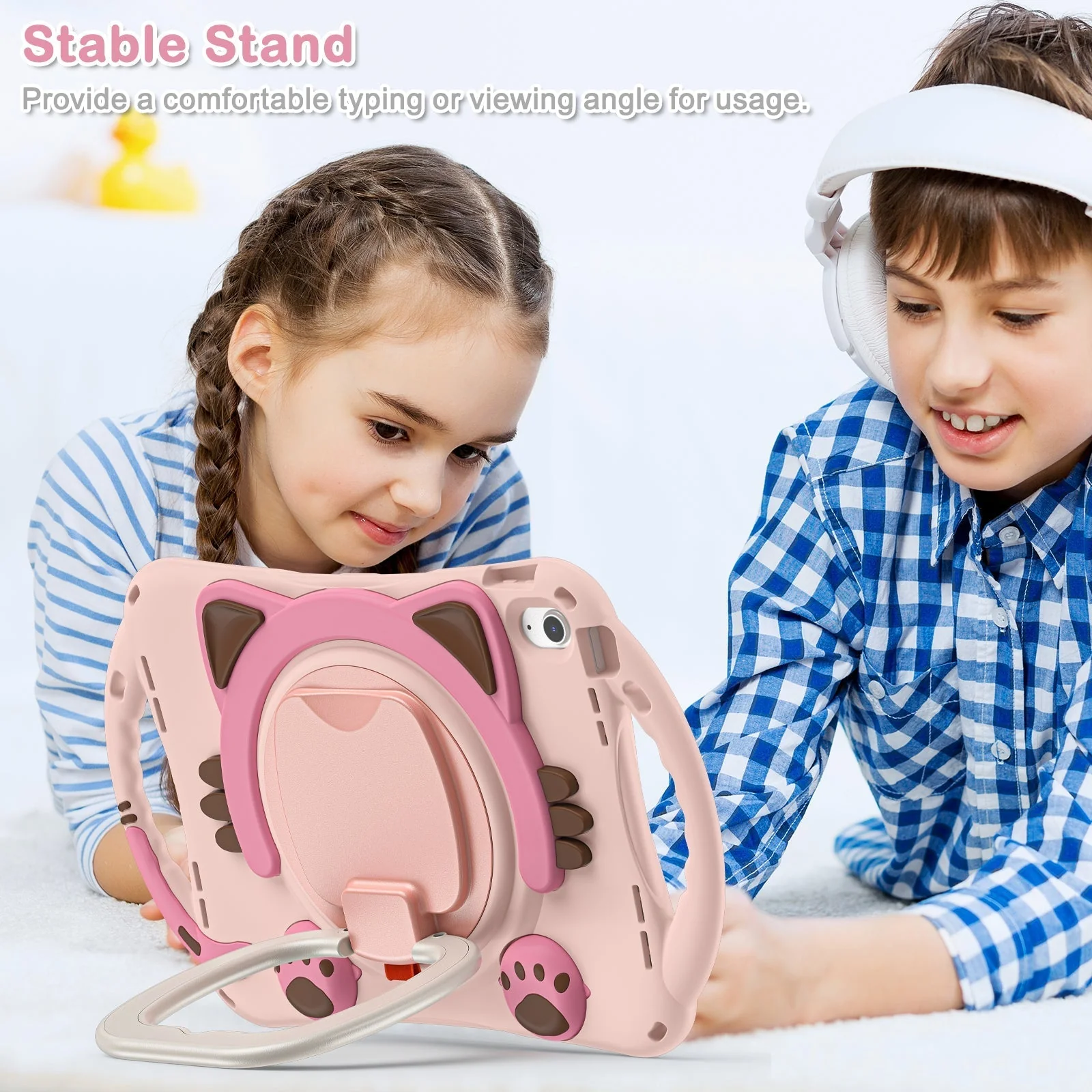 Apple iPad 10.9/11'' 10/11th Gen (2022/2025) EVA Kid Friendly Cat Style Heavy Duty Case with Handle Stand Ring - Image 8