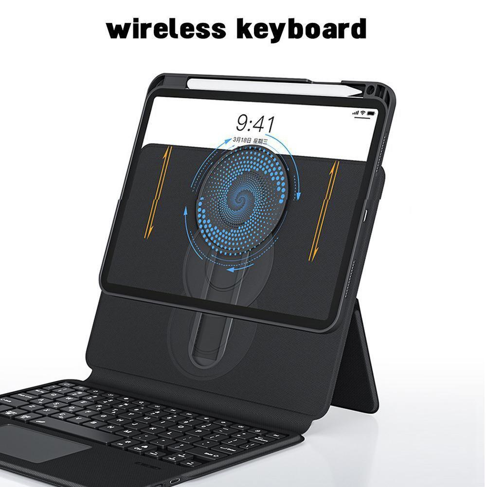 Apple iPad 10.9/11'' 10/11th Gen (2022/2025) Magic 360 Rotation Detachable Smart Wireless Trackpad Keyboard Flip Case With Backlit - Image 11
