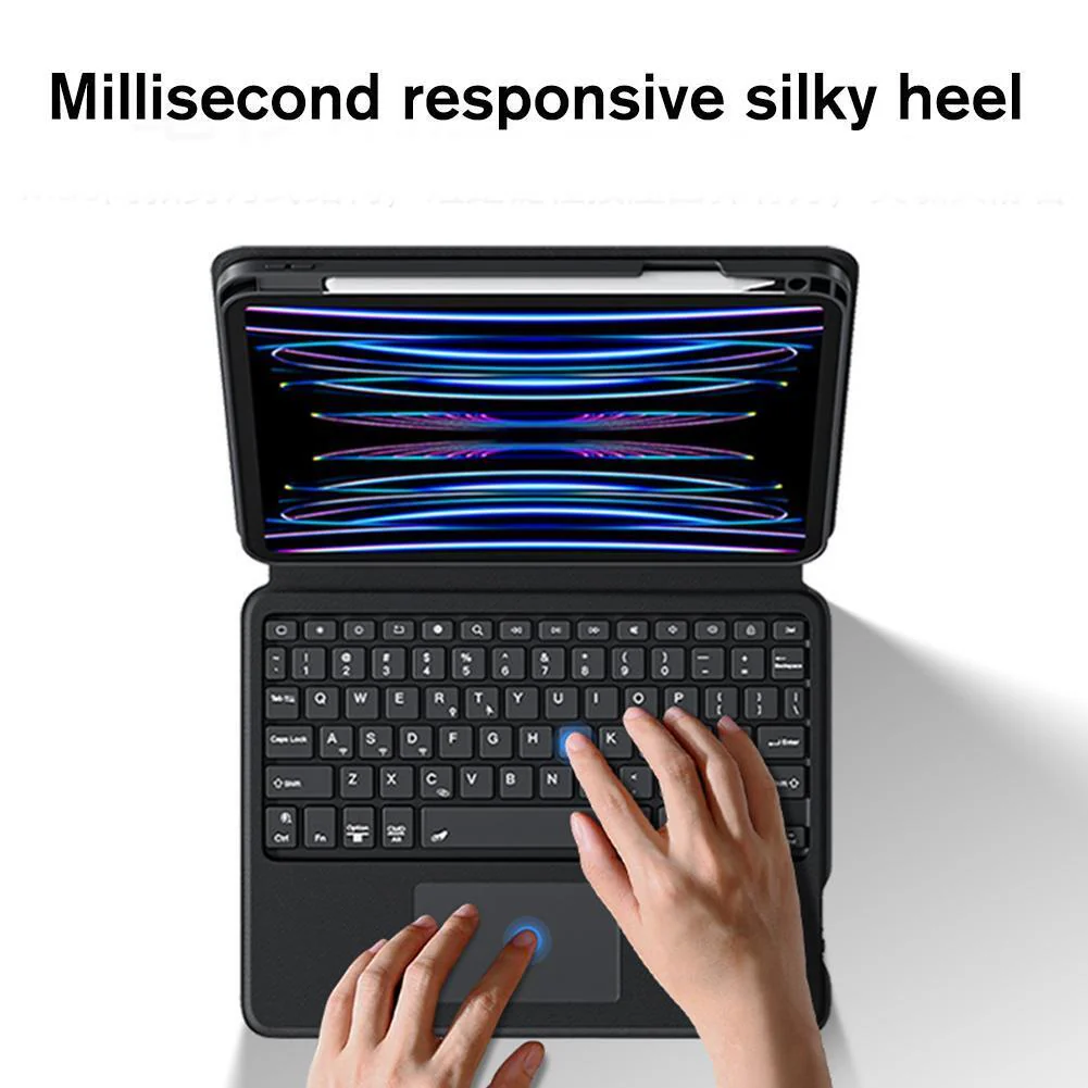 Apple iPad 10.9/11'' 10/11th Gen (2022/2025) Magic 360 Rotation Detachable Smart Wireless Trackpad Keyboard Flip Case With Backlit - Image 12