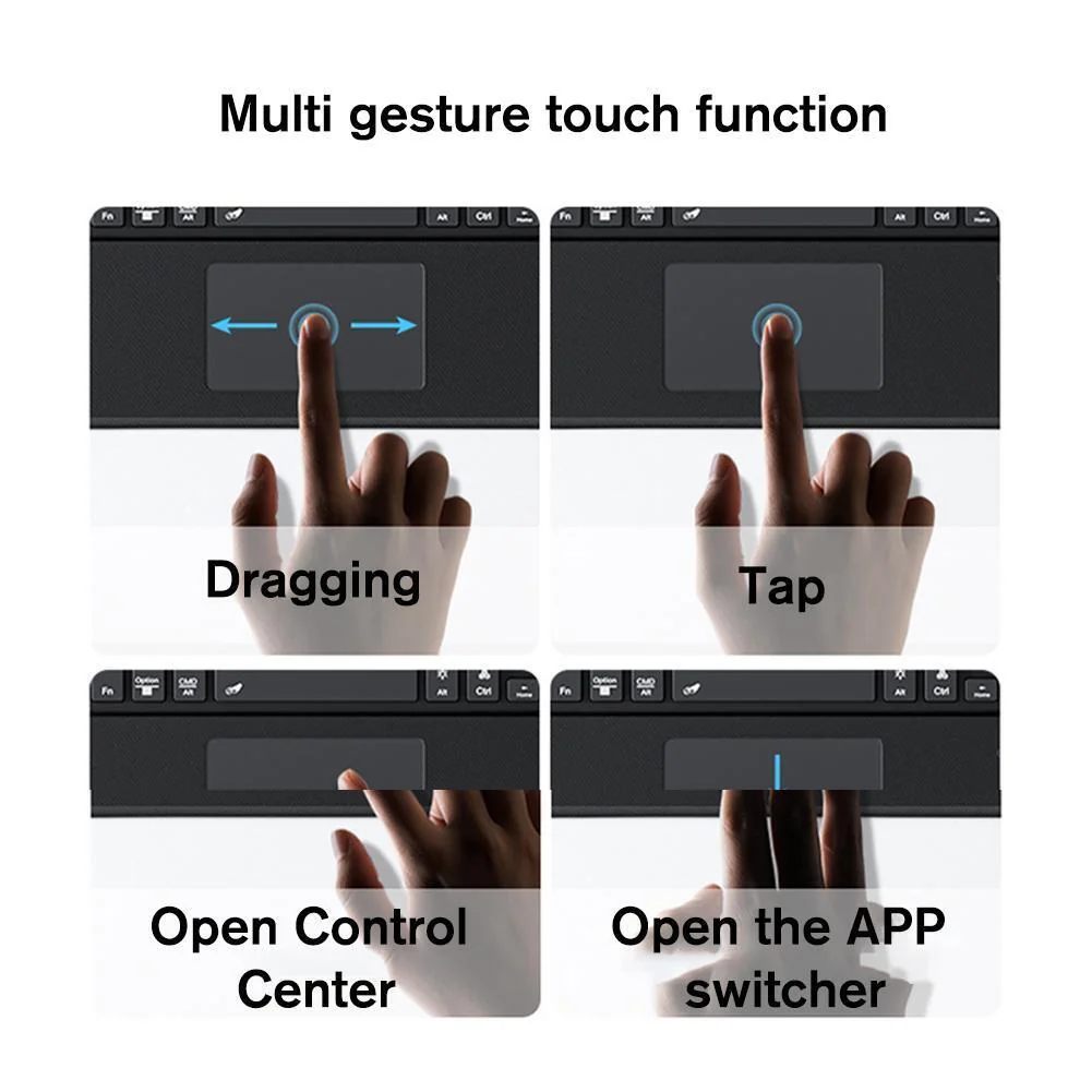 Apple iPad 10.9/11'' 10/11th Gen (2022/2025) Magic 360 Rotation Detachable Smart Wireless Trackpad Keyboard Flip Case With Backlit - Image 8