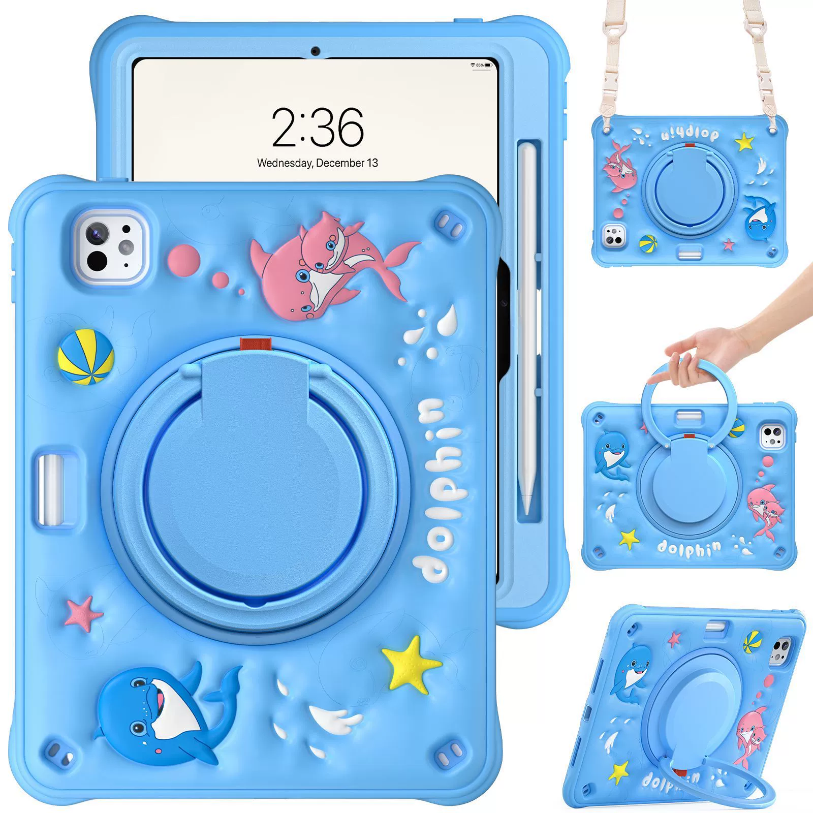Apple iPad Mini 6/7 8.3'' 6/7th Gen (2021/2024) 3D Cartoon Silicone Rugged 360°Rotating Hand Strap Stand Case - Image 13