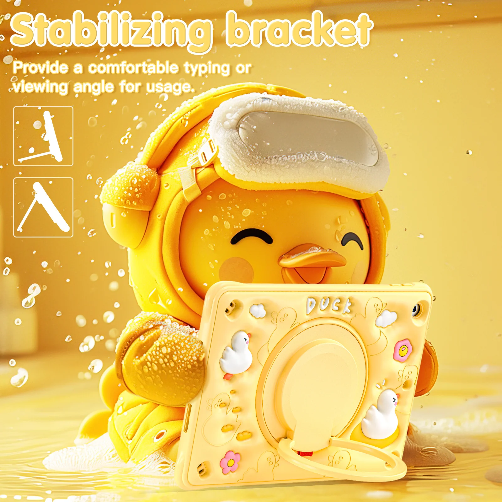 Apple iPad Mini 6/7 8.3'' 6/7th Gen (2021/2024) 3D Cartoon Silicone Rugged 360°Rotating Hand Strap Stand Case - Image 2