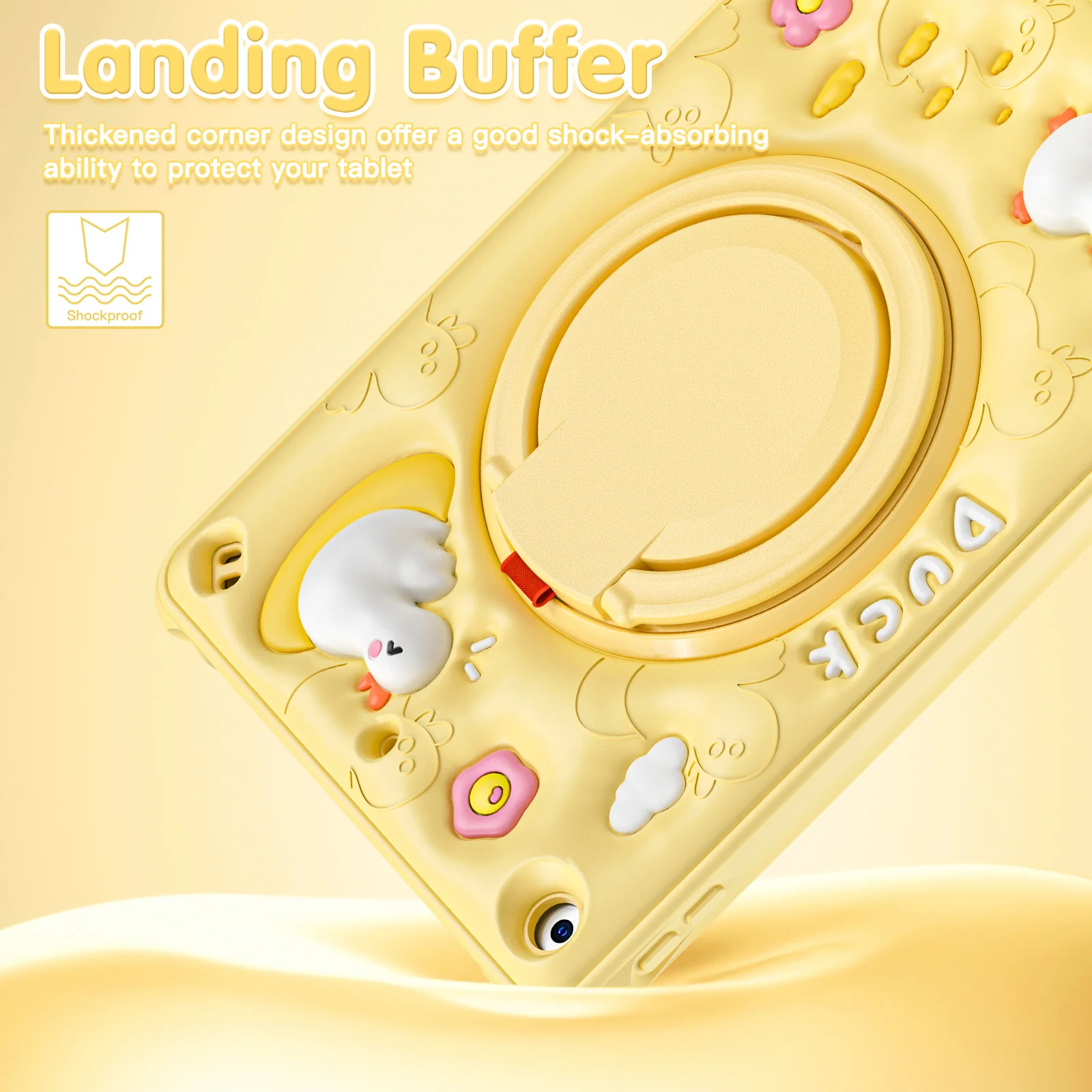 Apple iPad Mini 6/7 8.3'' 6/7th Gen (2021/2024) 3D Cartoon Silicone Rugged 360°Rotating Hand Strap Stand Case - Image 4