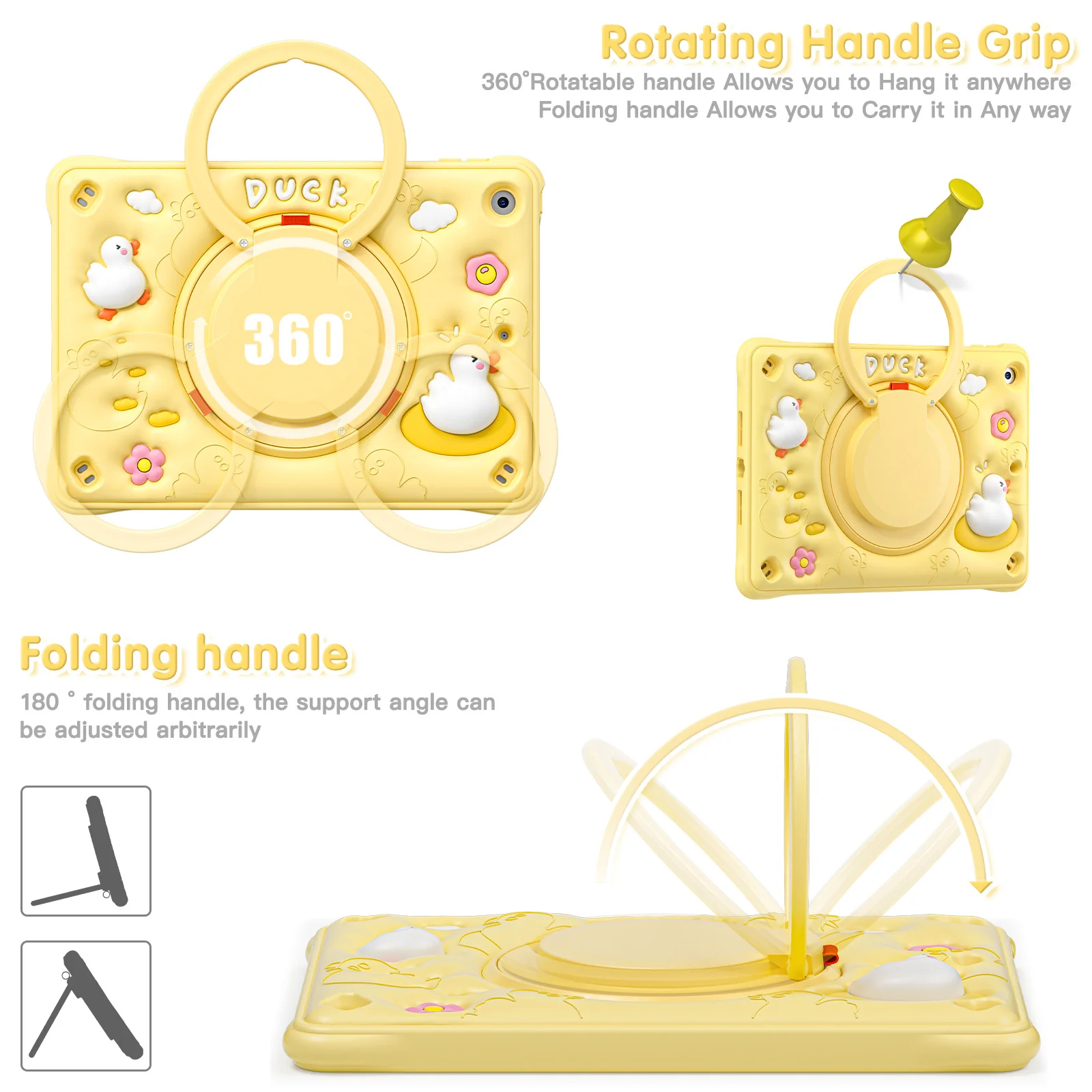Apple iPad Mini 6/7 8.3'' 6/7th Gen (2021/2024) 3D Cartoon Silicone Rugged 360°Rotating Hand Strap Stand Case - Image 8