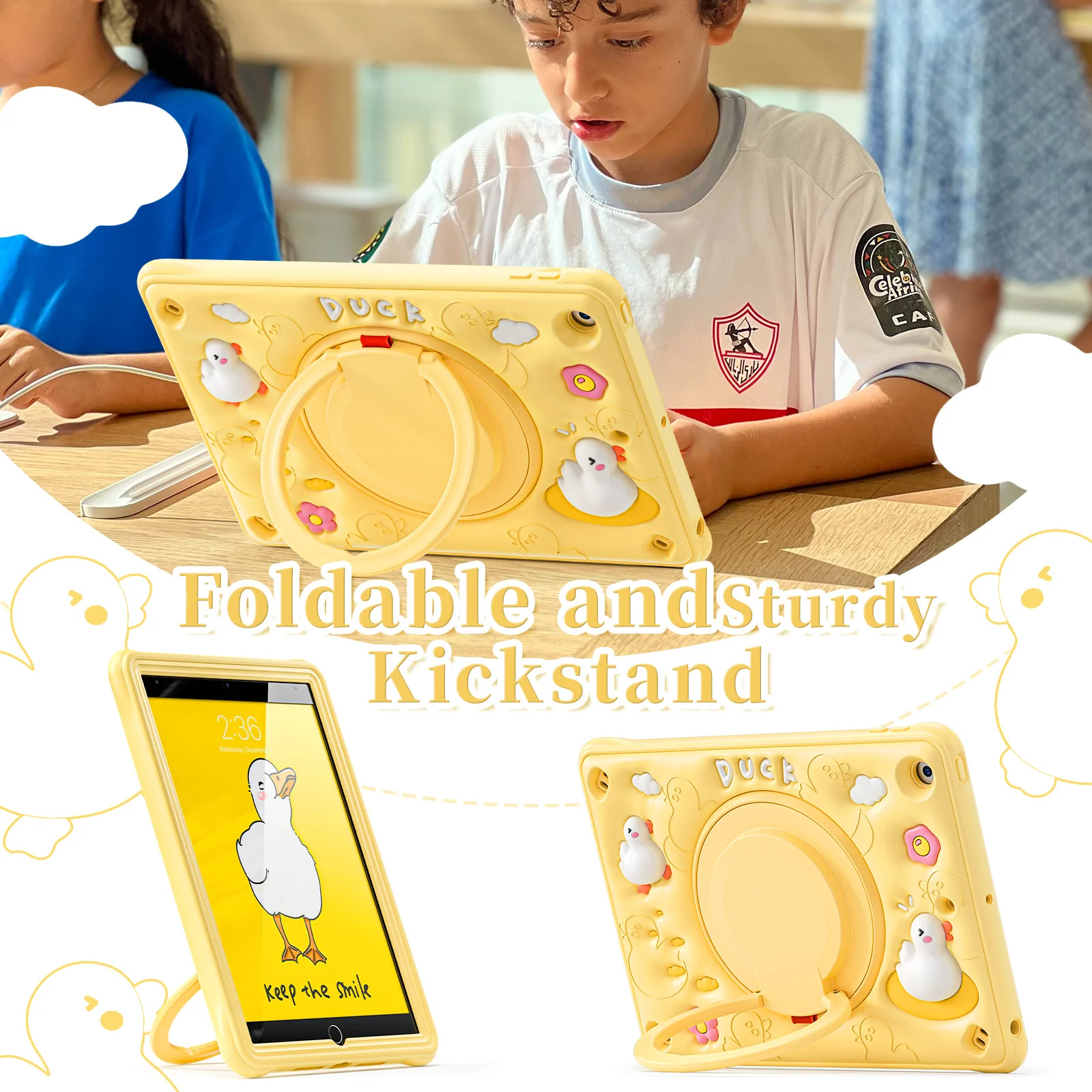 Apple iPad Mini 6/7 8.3'' 6/7th Gen (2021/2024) 3D Cartoon Silicone Rugged 360°Rotating Hand Strap Stand Case - Image 9