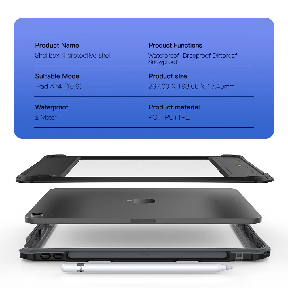 Apple iPad Air 11-inch M2/M3/M4 (2024/2025/2026) Shellbox A Series Waterproof Heavy Duty Lifeproof Style Case - Image 6