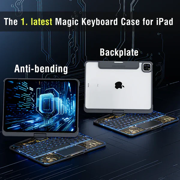 Apple iPad Air 13-inch M2/M3/M4 (2024/2025/2026) 180 Degree Rotation Magic Cyberpunk Style Transparent Keyboard Case - Image 3