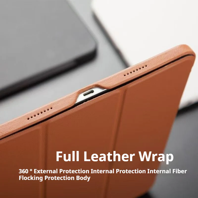 Apple iPad Air 13-inch M2/M3/M4 (2024/2025/2026) Genuine Leather Full-protection Shockproof Case - Image 2