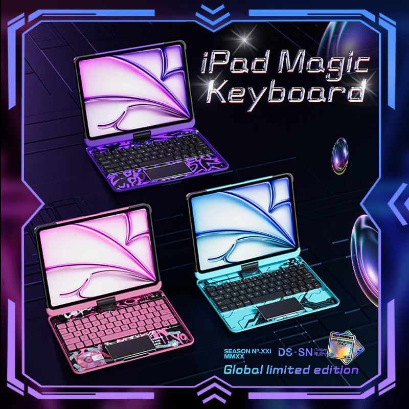 Apple iPad Air 11-inch M2/M3/M4 (2024/2025/2026) - 180 Degree Rotation Magic Cyberpunk Style Transparent Keyboard Case - Image 14