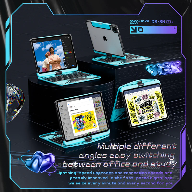 Apple iPad Air 11-inch M2/M3/M4 (2024/2025/2026) - 180 Degree Rotation Magic Cyberpunk Style Transparent Keyboard Case - Image 15