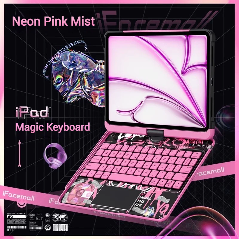 Apple iPad Air 11-inch M2/M3/M4 (2024/2025/2026) - 180 Degree Rotation Magic Cyberpunk Style Transparent Keyboard Case - Image 16