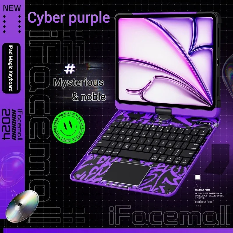 Apple iPad Air 11-inch M2/M3/M4 (2024/2025/2026) - 180 Degree Rotation Magic Cyberpunk Style Transparent Keyboard Case - Image 17