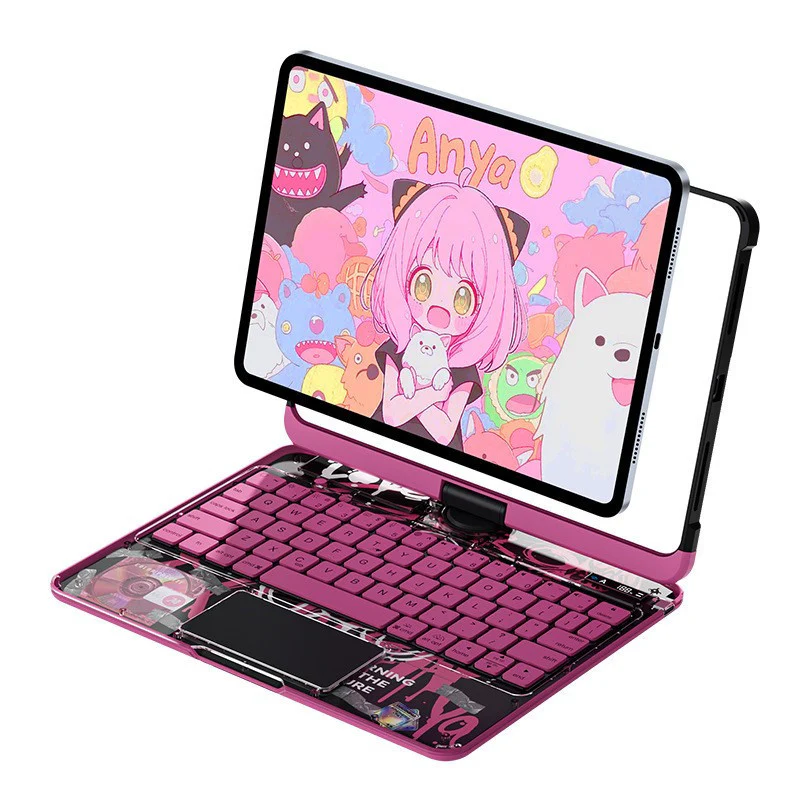 Apple iPad Air 11-inch M2/M3/M4 (2024/2025/2026) - 180 Degree Rotation Magic Cyberpunk Style Transparent Keyboard Case - Image 2