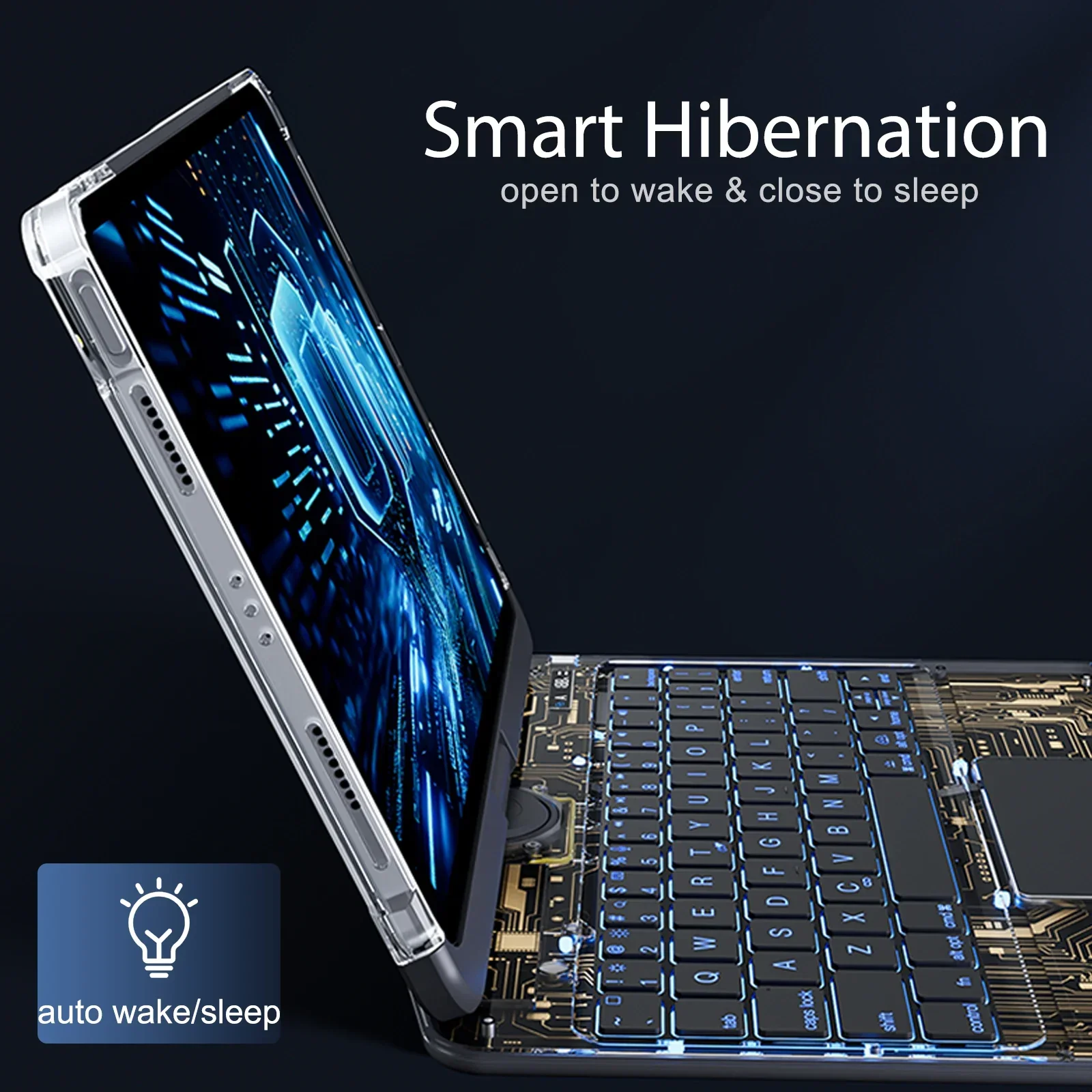 Apple iPad Air 11-inch M2/M3/M4 (2024/2025/2026) - 180 Degree Rotation Magic Cyberpunk Style Transparent Keyboard Case - Image 8