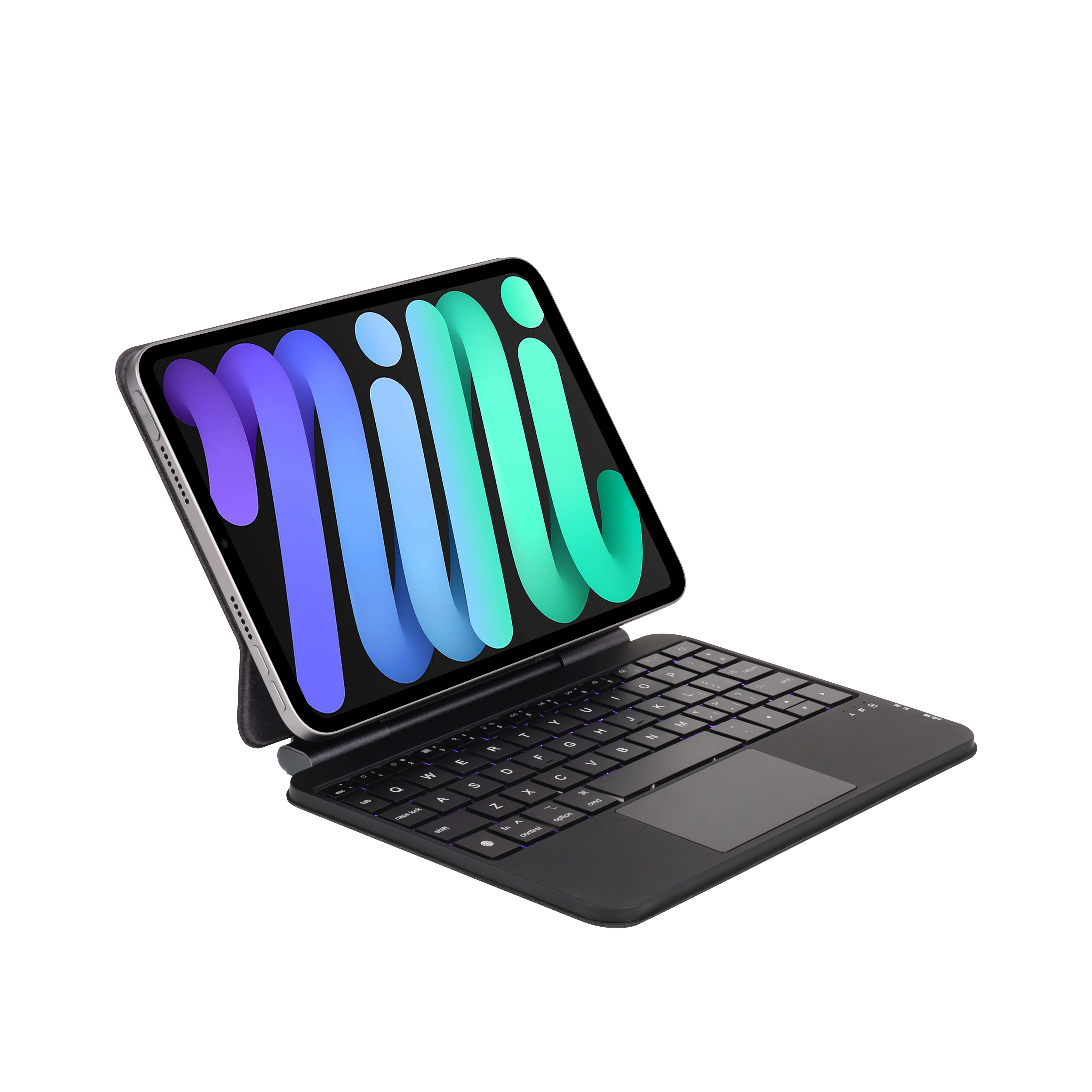 Apple iPad Mini 8.3'' 6/7th Gen (2021/2024) - Easy-Set Floating Cantilever Stand Precision Multi-Touch Trackpad Smart Wireless Keyboard Case With Backlit Keys - Image 18