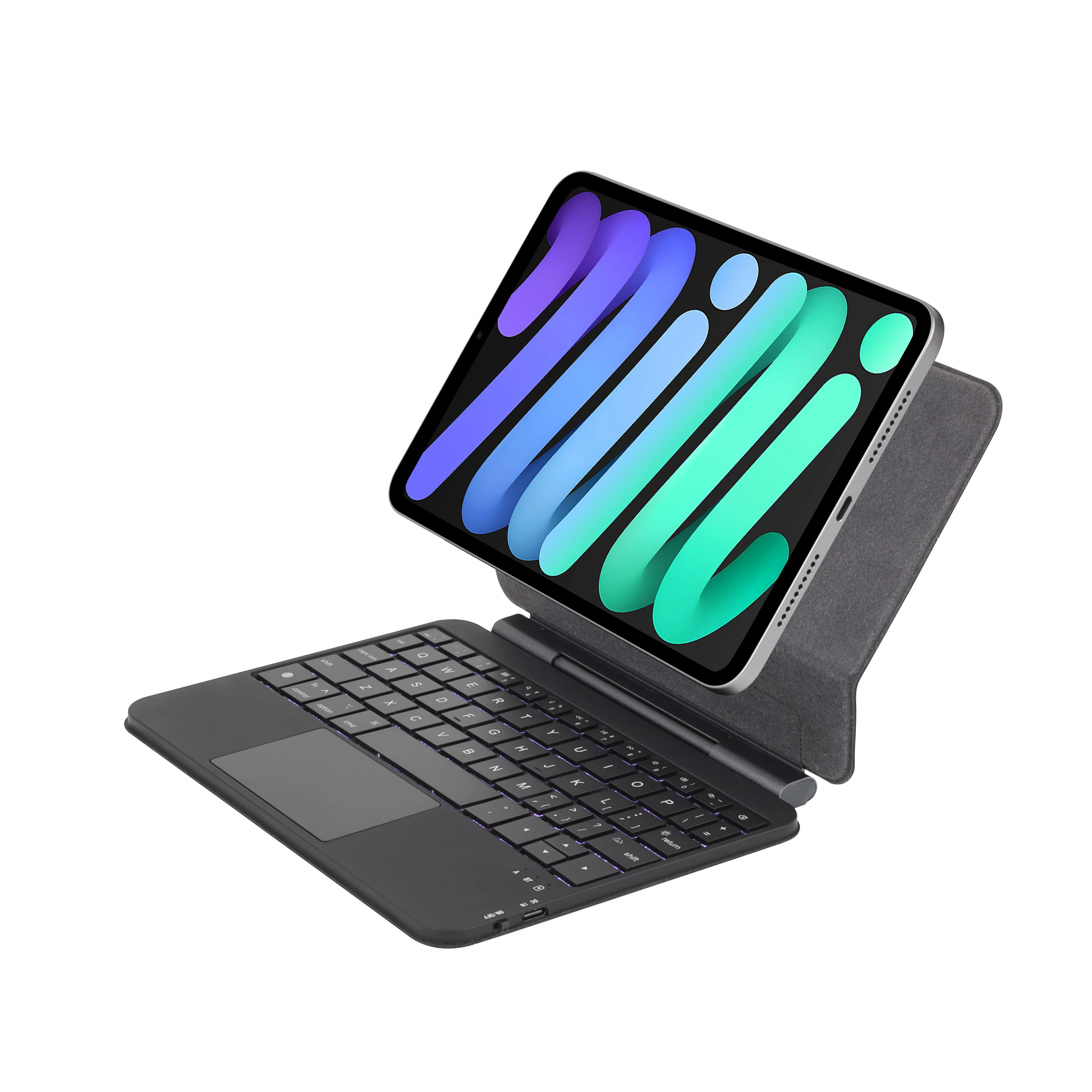 Apple iPad Mini 8.3'' 6/7th Gen (2021/2024) - Easy-Set Floating Cantilever Stand Precision Multi-Touch Trackpad Smart Wireless Keyboard Case With Backlit Keys - Image 19