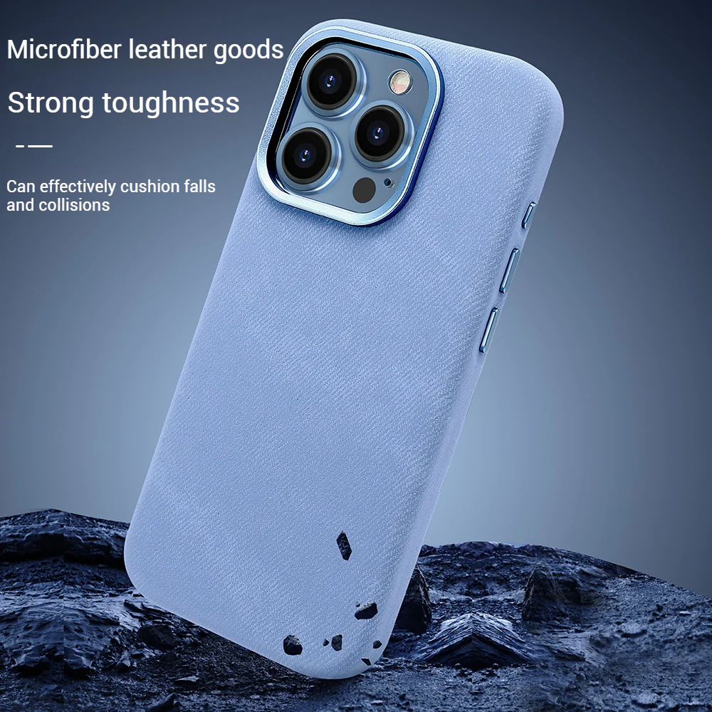 Apple iPhone 16/Plus/Pro/Pro Max Fibrous Leather Velvet Texture Shockproof Protective Case - Image 5