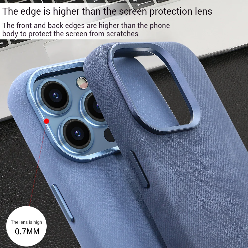 Apple iPhone 16/Plus/Pro/Pro Max Fibrous Leather Velvet Texture Shockproof Protective Case - Image 8