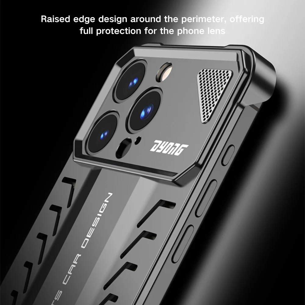 Apple iPhone 14/Pro/Max - Luxury Metal Leather Borderless Heat Dissipation Phone Case - Image 9