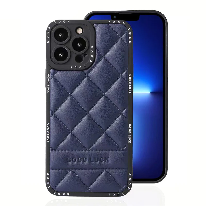 Apple iPhone 15/Pro/Pro Max/Plus Diamond Pattern Full-Body Shockproof Leather case