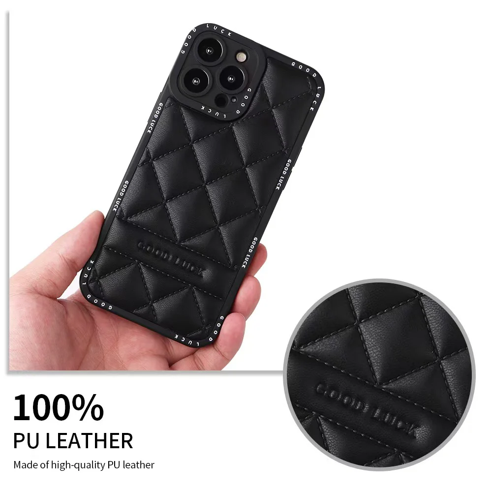 Apple iPhone 15/Pro/Pro Max/Plus Diamond Pattern Full-Body Shockproof Leather case - Image 4