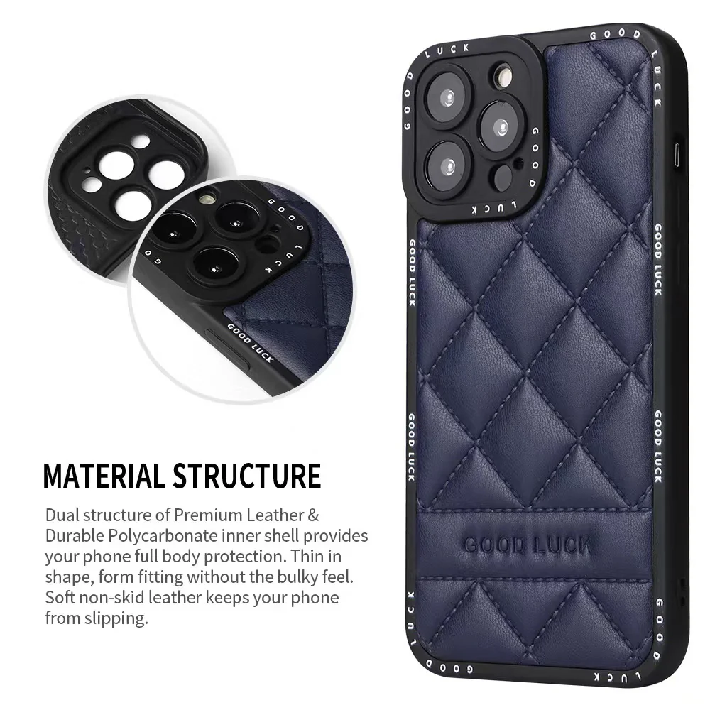 Apple iPhone 15/Pro/Pro Max/Plus Diamond Pattern Full-Body Shockproof Leather case - Image 5