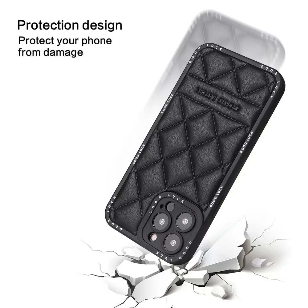 Apple iPhone 15/Pro/Pro Max/Plus Diamond Pattern Full-Body Shockproof Leather case - Image 6